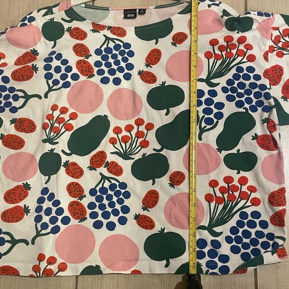 merimekko X Uniqlo Fruit Motif Short Sleeve Top Shirt Summer - Picture 8 of 9
